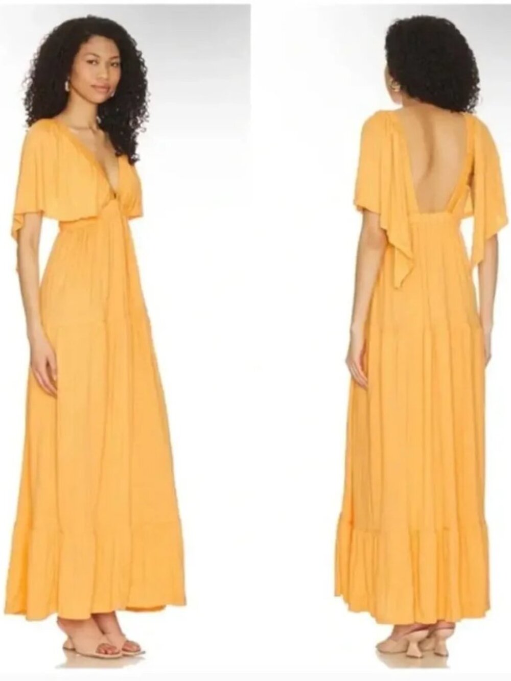 Free People La La Maxi Dress Golden Pavilion Yellow Large
